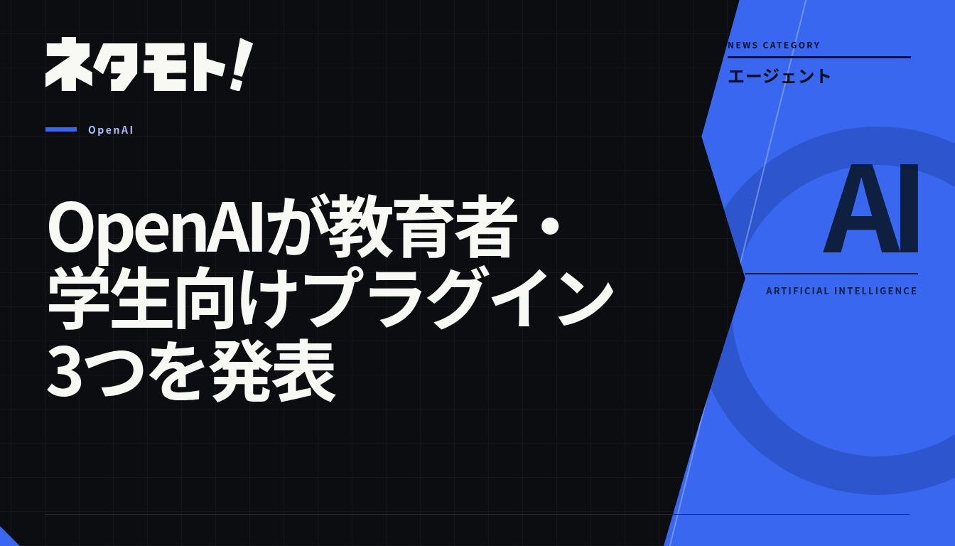 OpenAIが教育者と学生向けに発表した3つの新しいプラグインの概要を示すテキスト画像。
