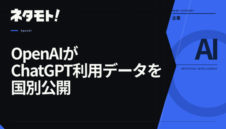 OpenAIが公開した、ChatGPTの国別利用状況や用途、ユーザー層の傾向を示すデータに関する記事のメインビジュアル。