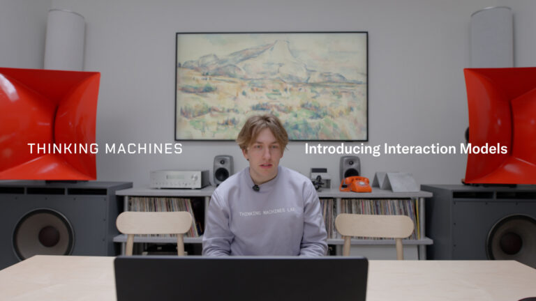 Thinking Machines Labが発表した、リアルタイムの音声・映像・テキストによる継続的な対話を実現する「インタラクション・モデル」の研究プレビューに関する引用画像。