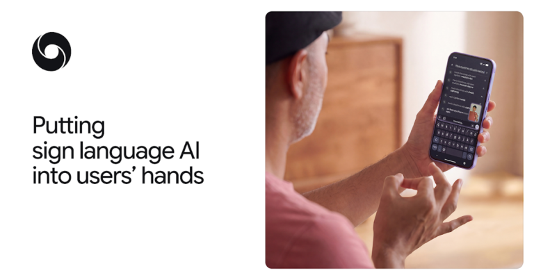 Google DeepMindによる手話からテキストへ変換する大規模モデル「SL2T」の発表に関する引用画像。