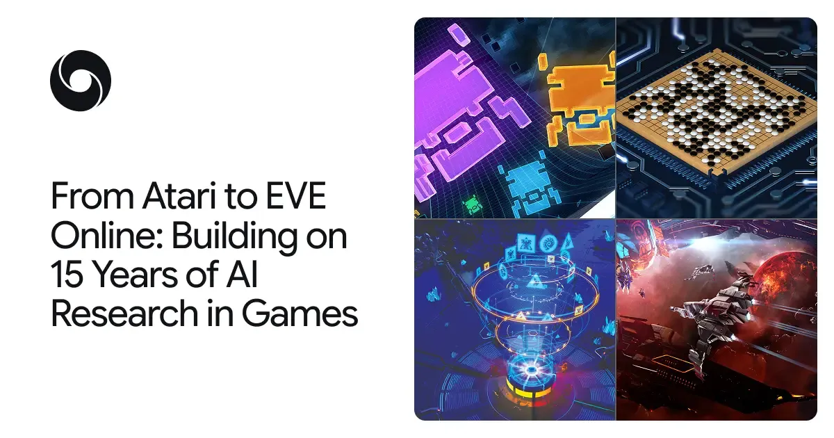 Google DeepMindのロゴと、ゲーム開発におけるAI技術の活用を示すイメージ画像。