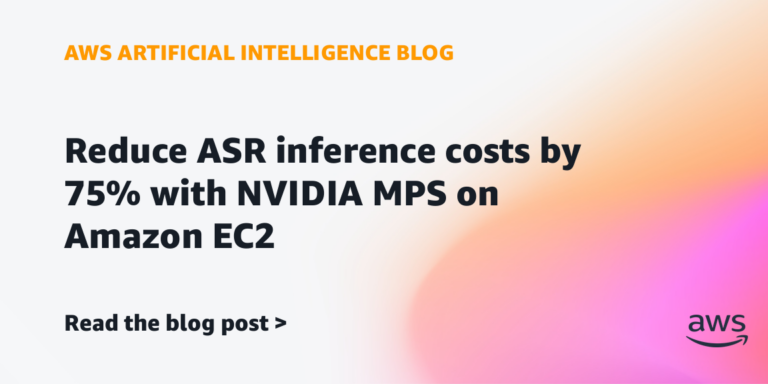 AWSとNVIDIAによる、Amazon EC2上で音声認識の推論コストを75%削減する技術構成の解説図。