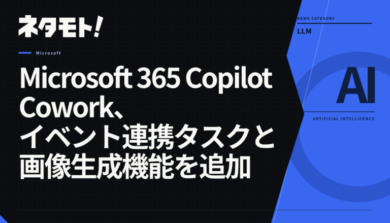 Microsoft 365 Copilot Coworkの機能拡張に関するニュース記事のタイトル。