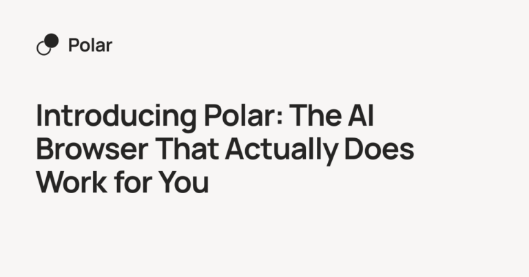 AIブラウザ「Polar」のリリースを告知する、Recursive Intelligenceの公式ブログの引用画像。