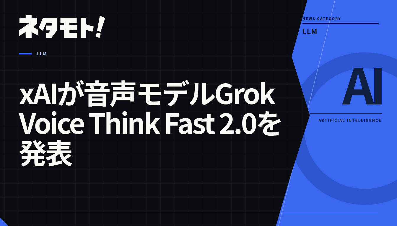 xAIが発表した音声モデル「Grok Voice Think Fast 2.0」のロゴまたはイメージ画像