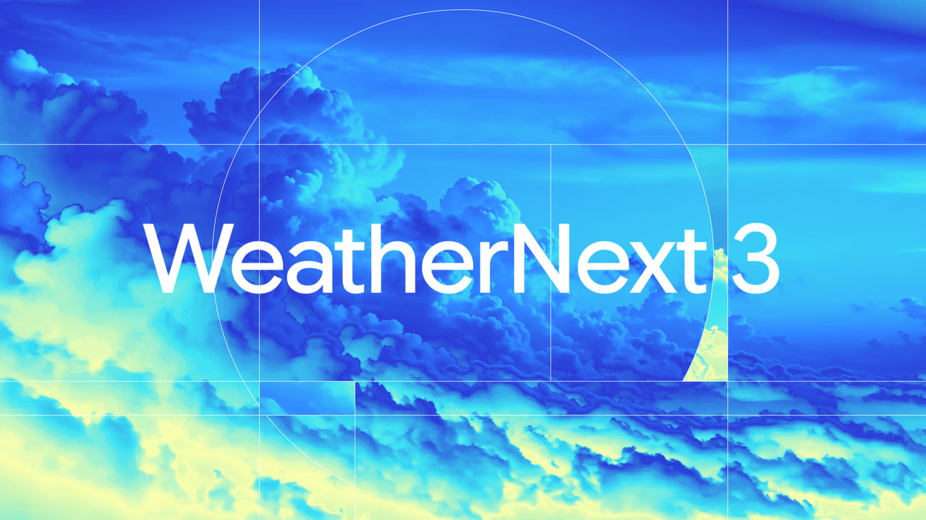 Google DeepMindによる高解像度気象AIモデル「WeatherNext 3」のリリースを伝える公式の引用画像。