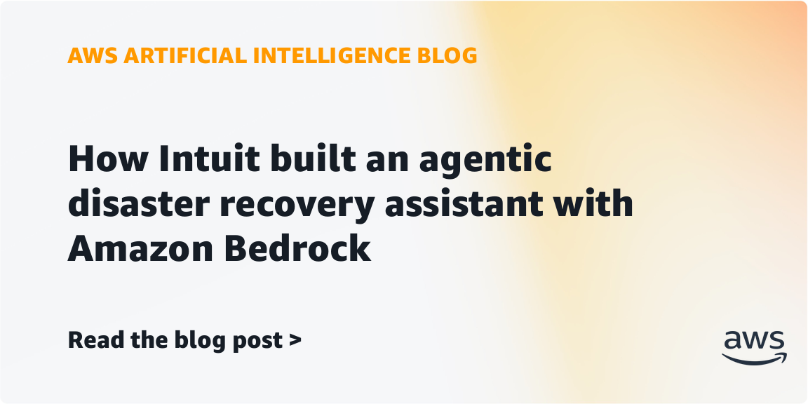 IntuitがAmazon Bedrockを活用して開発した、自然言語による指示で災害復旧ワークフローの選択から実行までを自動化するAIエージェント「EWOK Agent」の概念図。