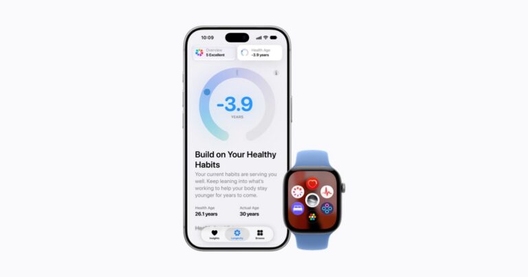 Apple Watchの新型モデルと、心拍数やReadinessスコアなどの健康データを表示するiPhoneのヘルスケアアプリのイメージ画像。