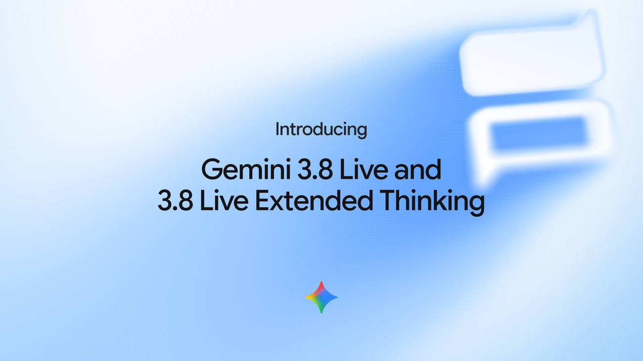 Google DeepMindによるGemini 3.8 Liveの発表に関する公式リリース画像。