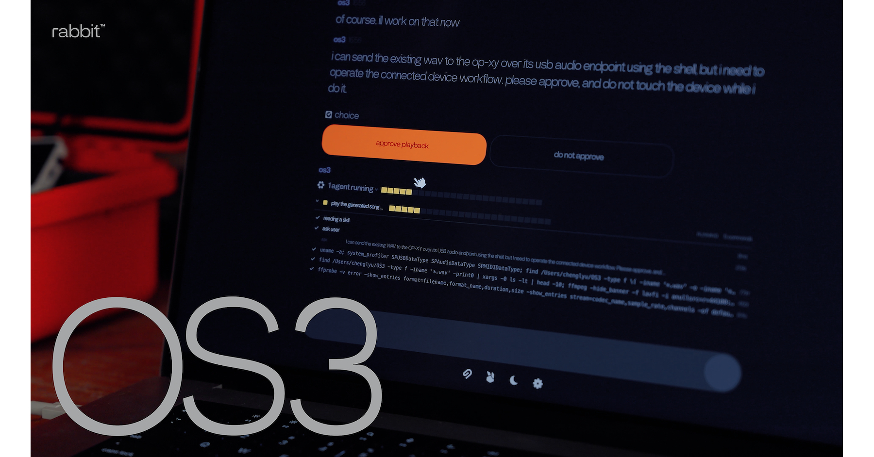 rabbitによるエージェント型OS「OS3」のリリースを伝える公式の引用画像。