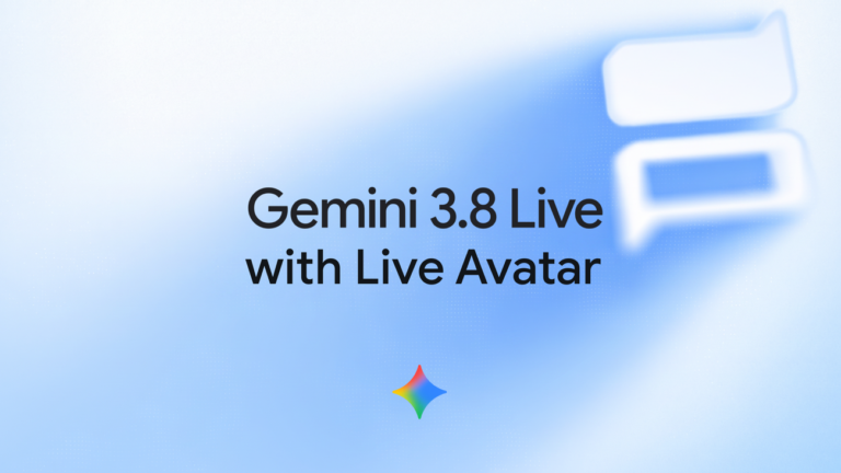 Google DeepMindの公式リリースから引用された、Gemini 3.8 Live with Live Avatarに関する紹介画像。