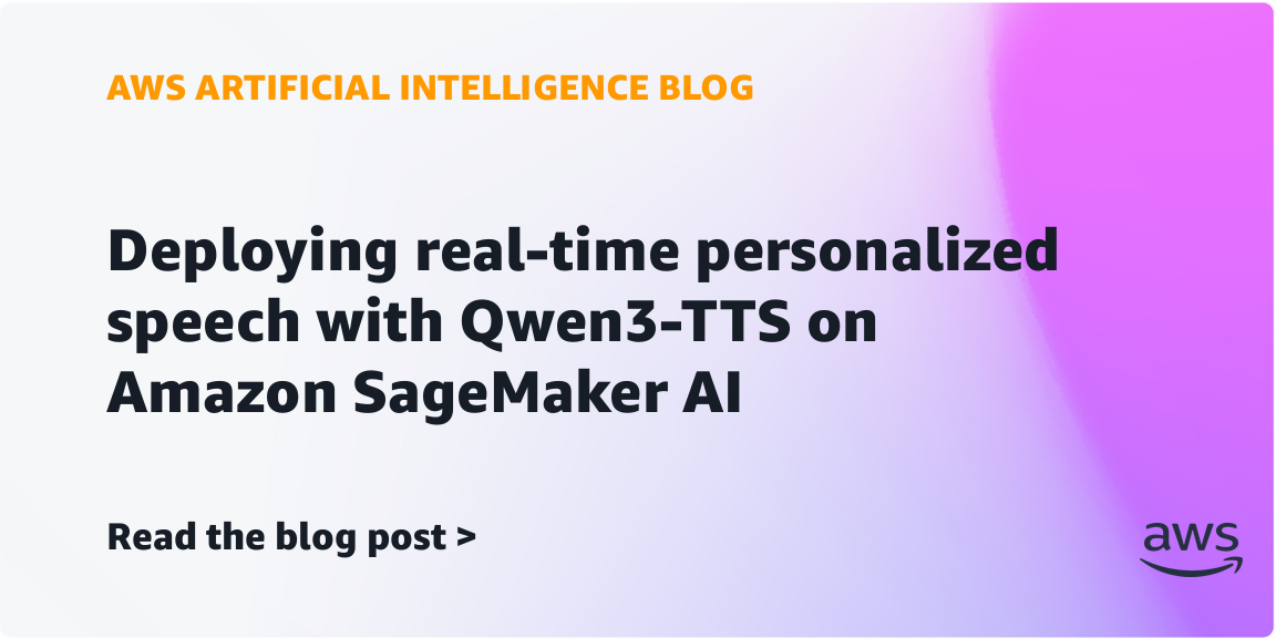 Amazon SageMaker JumpStartのロゴと、Qwen3-TTSモデルの提供開始を知らせるリリース元の引用画像。